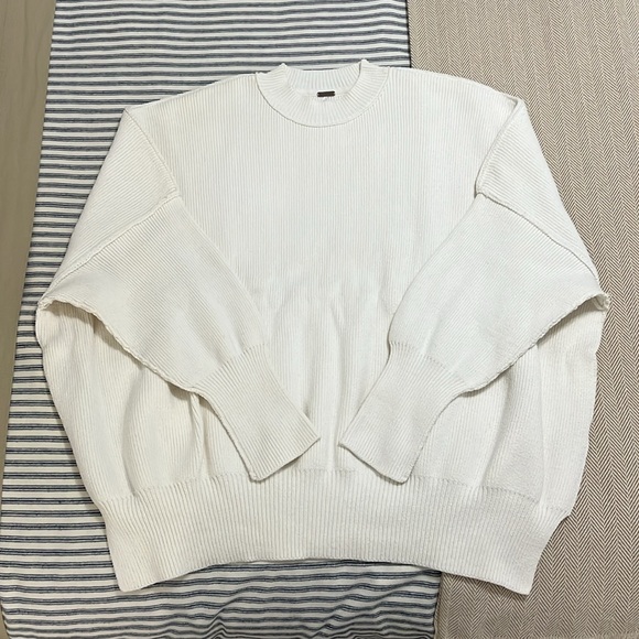 Free People Easy Street Tunic Oversized Pullover Sweater White Cream Small - Picture 1 of 16